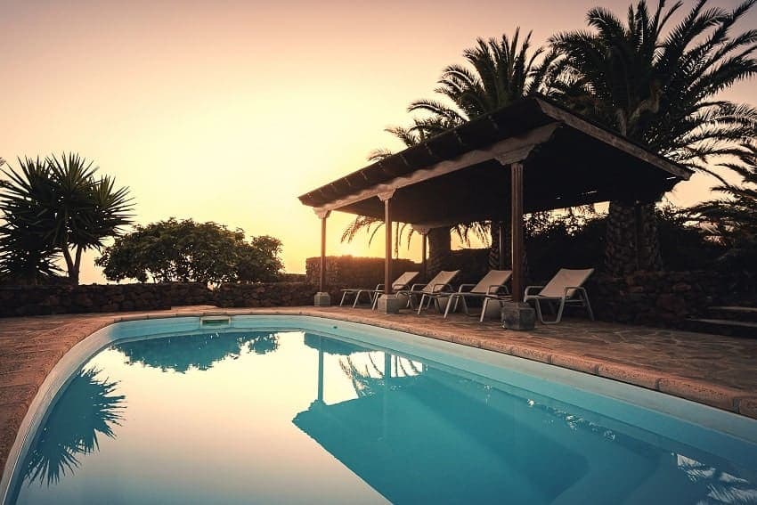 Finca Esperanza, Pool, Sonnenuntergang, Finca La Palma