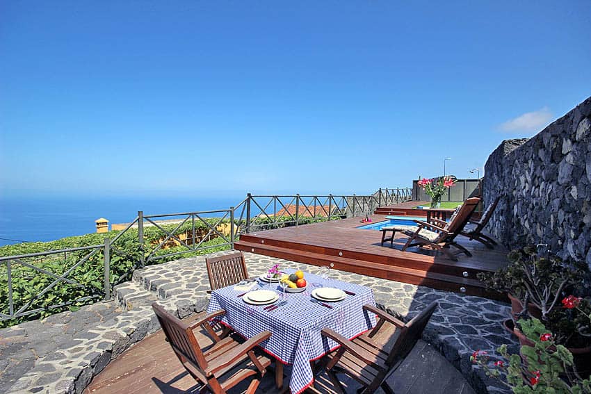 Terrasse, Casa La Caldera, Ferienhaus Fuencaliente mit Pool