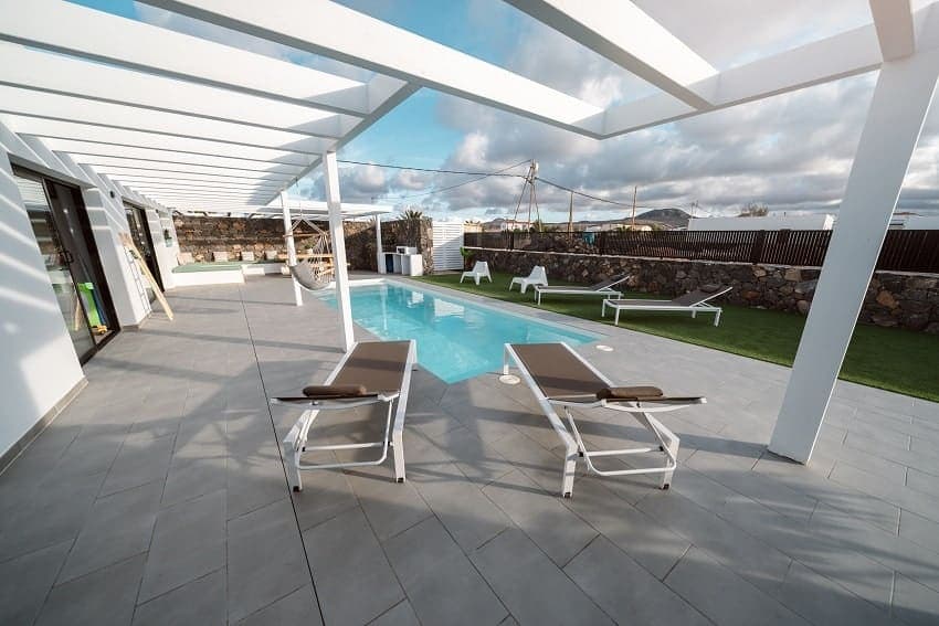 Tumbonas, Casa Los Lajares, Villa Lajares con Piscina Privada