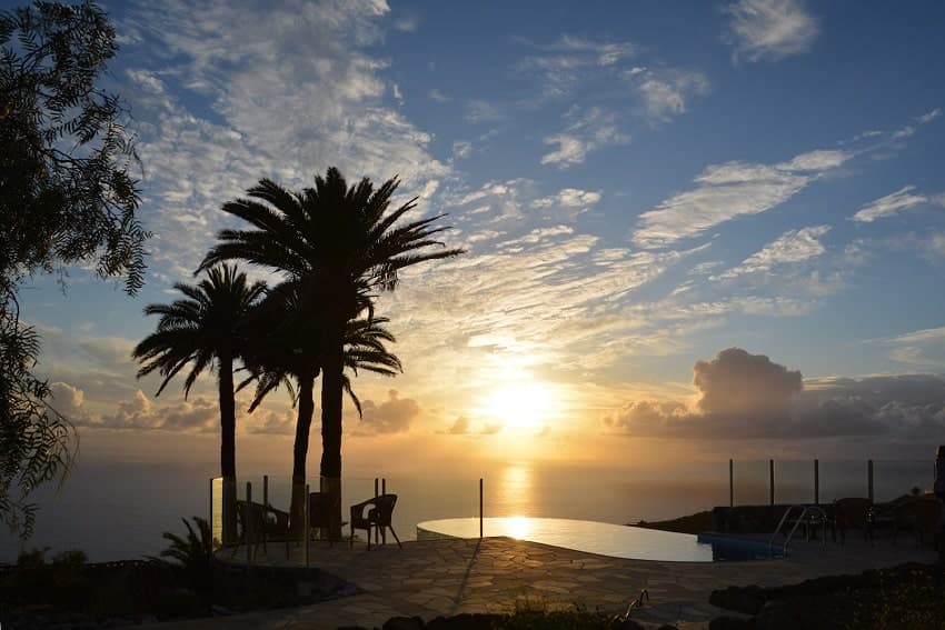 Puesta del Sol, Piscina, Casa Caracol, Casa Rural en La Palma Canarias