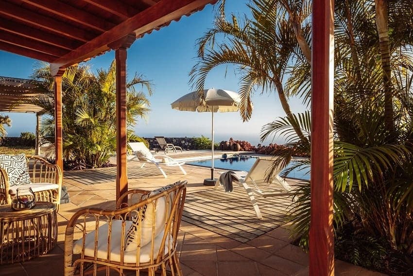 Terrasse, Villa Vista Reina, Ferienhaus La Palma Tijarafe