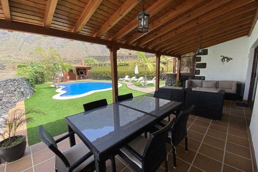 Terrasse, Villa Mocanes, El Hierro Ferienhaus mit Pool, Kanaren