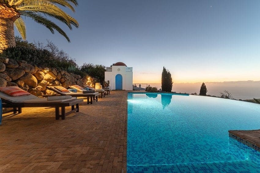 Villa Botánico, Pool, Evening Mood, La Palma Holiday Villa