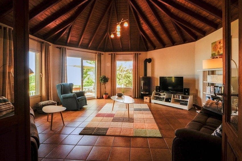 Villa Panorámica, Sala de Estar, Villa con Piscina La Palma