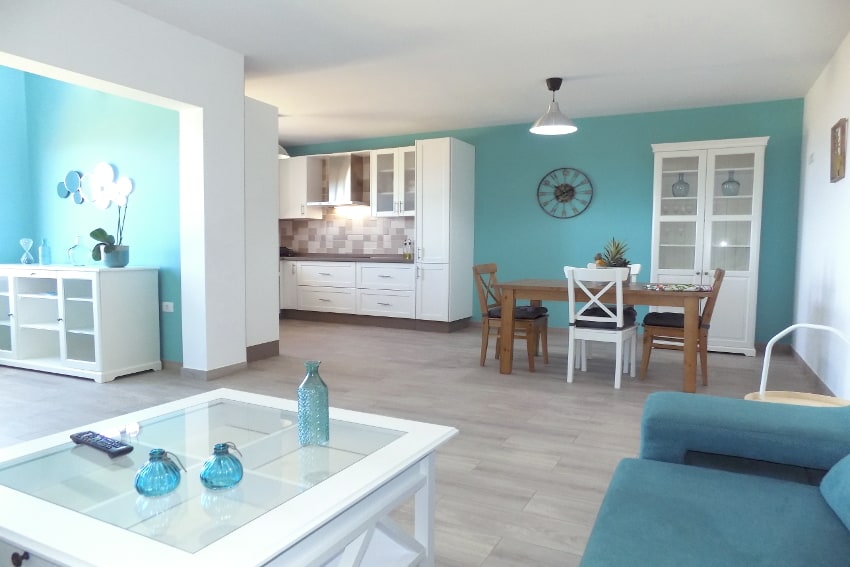 Spain - Canary Islands - El Hierro - Frontera - Casa Elvira - New built modern holiday home with stunning sea views - Living and dining room with American kitchen