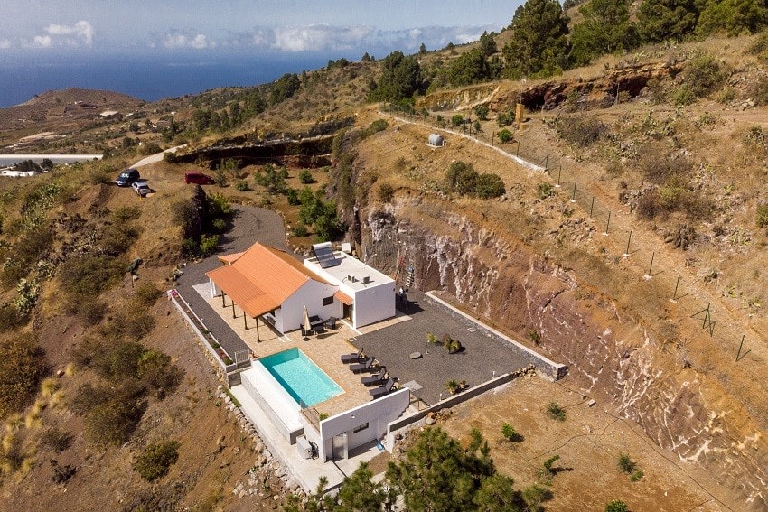 Luftaufnahme, Villa Atardecer, Ferienhaus Puntagorda