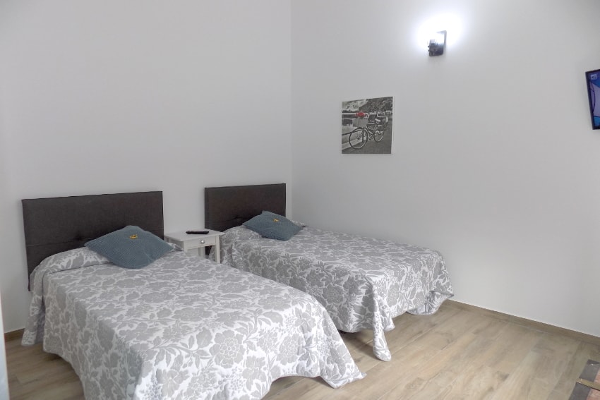 Spain - Canary Islands - El Hierro - Frontera - Villa Tejeguate - Bedroom with two single beds and SAT-TV