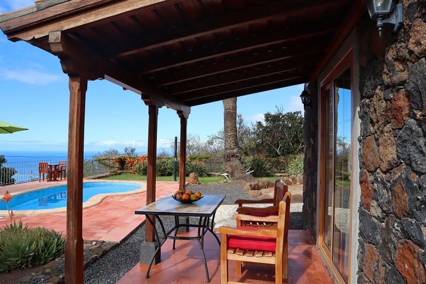 Terrasse, Casa Las Gemelas, Ferienhaus La Palma mit Pool